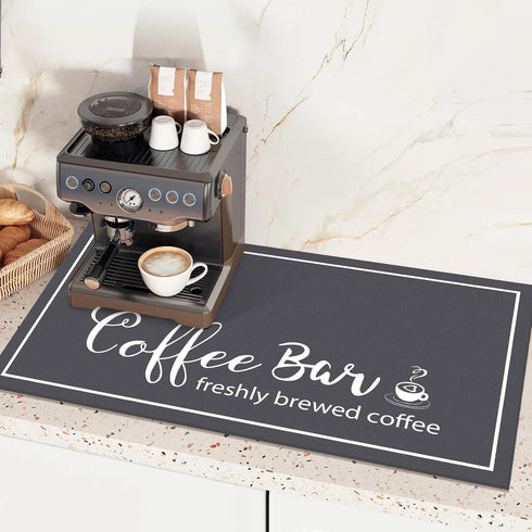 Dish Drying Mat, 16"x24" Absorbent Coffee Bar Mat for Countertops, Coffee Bar Accessories with Coffee Cup Pattern for Kitchen Counter Coffee Maker Coffee Pot Dining Room Decoration by Findosom