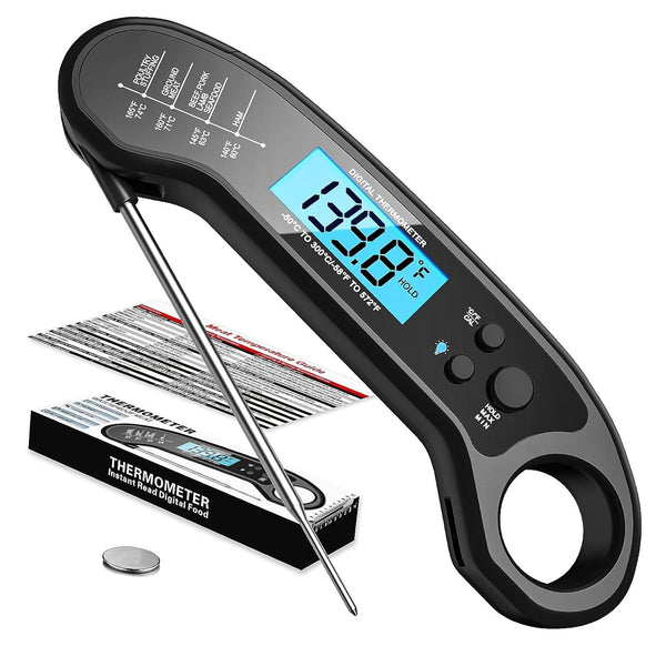 Digital Meat Thermometer, Instant Read Waterproof Food Thermometer for Grill, BBQ, Turkey, Cooking