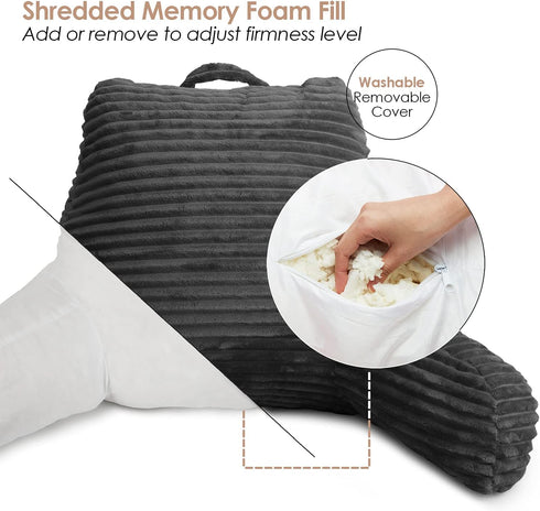 Clara Clark Reading Pillow for Bed Adult Back Pillow for Sitting in Bed, Standard Plush Bed Pillows for Sitting Up