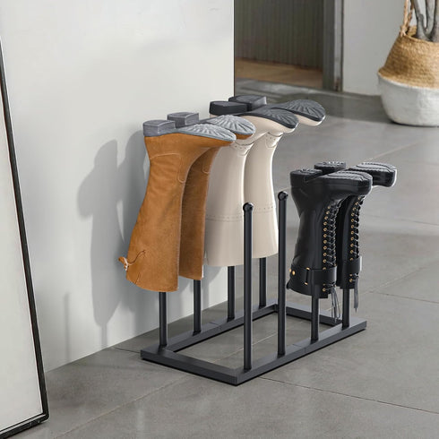 4 (Black-4 Urban Deco Free Standing Shoe Racks, Boot Organizer for Tall Boots, Black Metal Boot Rack Fit for Pairs