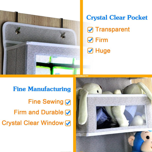 2 Pack 5-Shelf 2 Pack) Hanging Shelves Over The Door Organizer Wall Mount Storage Bag (Sesame Gray