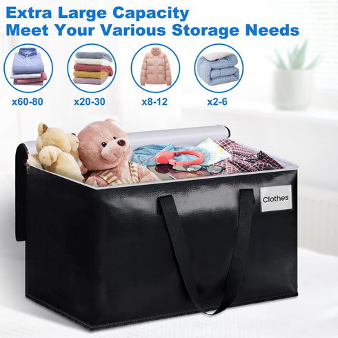 StorageRight Large Moving Bags Heavy Duty Storage Totes, 88L, 4 Packs, Collapsible Moving Supplies with Reinforced