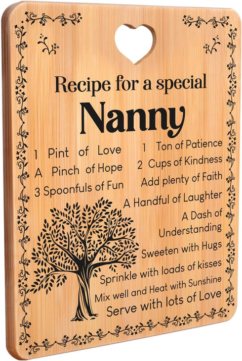 Bamboo Cutting Board for Nanny, Best Nanny Birthday Gifts from Grandchildren, Kitchen Gifts for Nanny (11 * 8 inches)