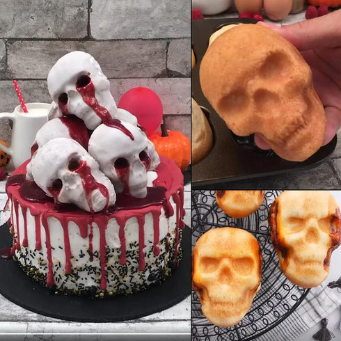 Skull Cake Molds Silicone, Large Size Halloween Baking Molds for Mini Cakes, Handmade Soap, Chocolate, Pudding, Jello,