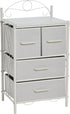 Household Essentials Victoria Dresser Nightstand, Storage Organizer with 4 White Drawers and Metal Frame
