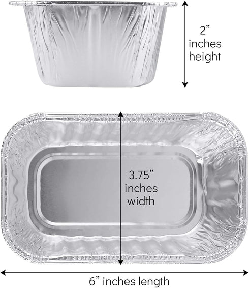 PLASTICPRO [1 Lb 100 Pack Disposable Loaf Pans Aluminum Tin Foil Meal Prep Bakeware - Cookware Perfect for Baking Cakes, Bread, Meatloaf, Lasagna 1 Pound 6'' X 3.75'' X 2'' by PLASTICPRO