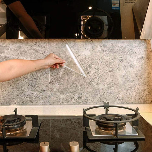 Kitchen Backsplash Wall Protector, Transparent Oil Proof Sticker Self-Adhesive Film for Cupboard 15.7In×118In