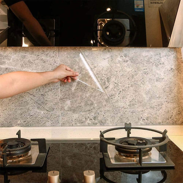 Kitchen Backsplash Wall Protector, Transparent Oil Proof Sticker Self-Adhesive Film for Cupboard 15.7In×118In