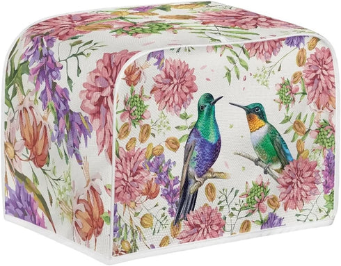 Hummingbird Floral Toaster Cover Kitchen Small Appliance Dust Protection, Water-Resistant Bread Maker Microwave Oven Cover for Most Standard 2 Slice, Kitchen Accessories