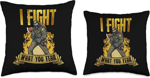 Fire Department Firefighter Safety Throw Pillow, 16x16, Multicolor | Fight What You Fear