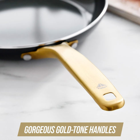 Blue Diamond Gold 10" Frying Pan Skillet, Ceramic Nonstick, PFAS Free, Induction Suitable, Dishwasher Safe