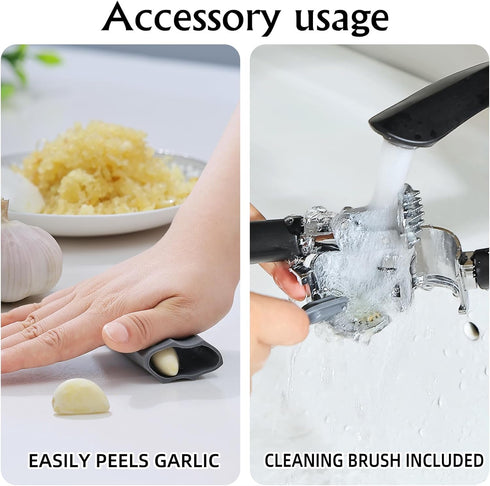 EzeePress Set Garlic Press Mincer, Crusher with Removable Chamber - Ergonomic Handle, Dishwasher Safe, Easy to Clean