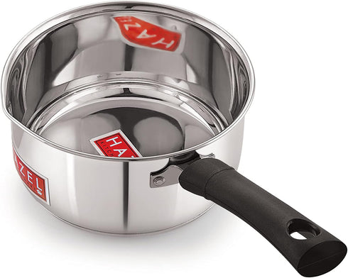 HAZEL Stainless Steel Saucepan with Handle, Induction Cooktop, 1.3 Quarts, Easy to Clean, Ideal for Tea Milk