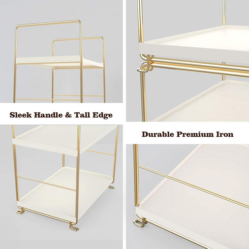 kaileyouxiangongsi 2-Tier Countertop Kitchen Spice Rack - Freestanding Stackable Bathroom Storage Shelf - Cosmetic