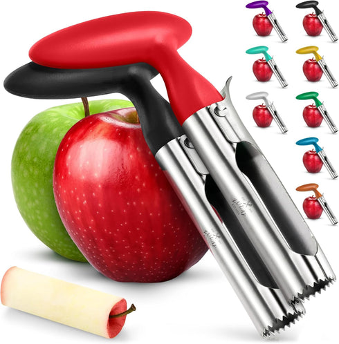 Zulay Kitchen Premium Apple Corer Tool - 2 Pack Black & Red, Ultra Sharp Stainless Steel, Easy to Use & Clean