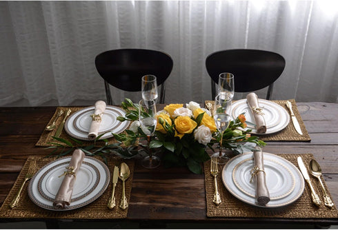 Napkin Rings Holders Set of 6, Gold Deerlet - Fall Wedding Holiday Christmas Table Decoration