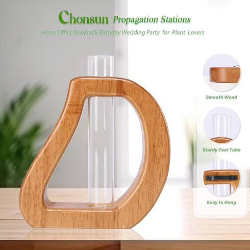 Plant Propagation Stations Wall Hanging Terrariums Home Decor Plants Glass Test Tube Planter with Wooden Stand