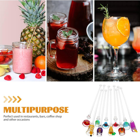 Cabilock 10pcs Cocktail Mixing Sticks, Glass Stirring Rod Cocktail Swizzle Stirrer Sticks for Home Kitchen Bar Party