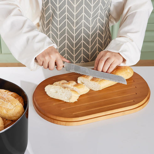 HouseJoy Countertop,Fiber Large Bread Box for Kitchen Bread Box With Thick Cutting Board Lid-Includes,Black Bread