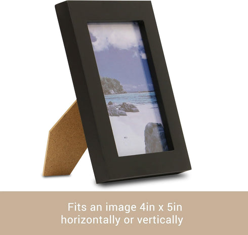 Klikel 4x5 Picture Frame - Black Wooden Photo Frame with Glass Protection, Ready for Display