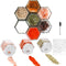 Set of 10 Magnetic Spice Jars for Refrigerator, Glass Hexagon Containers with Labels and Shaker Lids