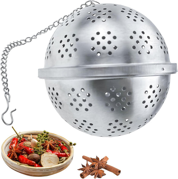 Extra Large Spice Ball for Cooking, Stainless Steel Tea Infuser with Extended Chain Hook for Brewing