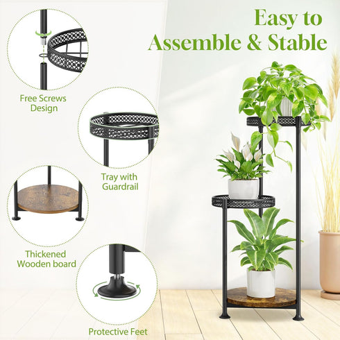 3 Oppro Plant Stand Indoor Outdoor Clearance, Tier Metal Flower Shelf Pot Holder, Tall Multiple Plants Corner Rack