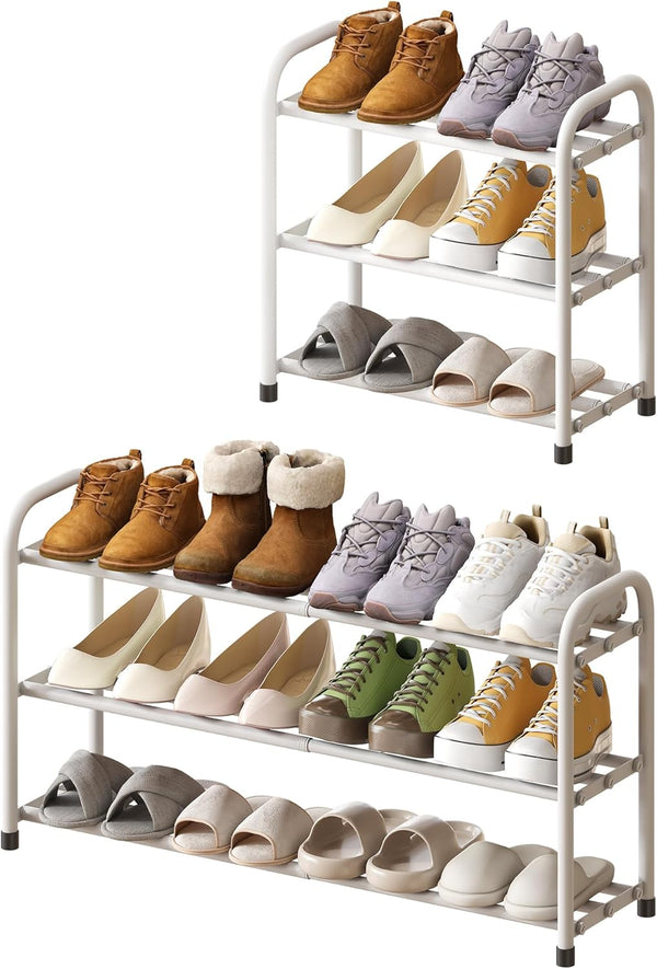 kiplant Shoe Rack for Closet, 3-Tier Expandable Closet Shoe Rack Metal Organizer, Heavy