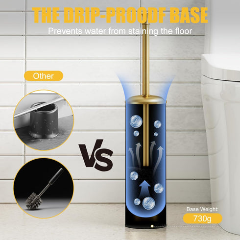 Set BESy Toilet Brush and Holder, Toilet Cleaner Bowl with Two Brush with Extra Long Handle, Durable Bristles Toilet