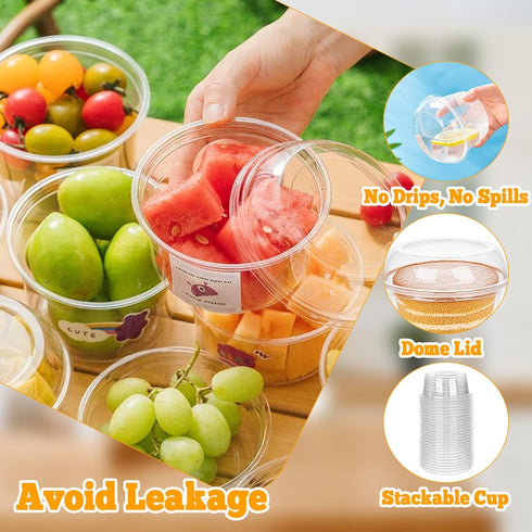 50 Pack 12 oz Ysglory Plastic Dessert Cups Clear Acai Bowls with Lids Disposable Fruit Parfait Cups Containers