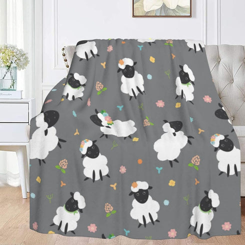 Cute Sheep Lambs Soft Throw Blanket, 40x50 Inch Lightweight Warm Flannel Fleece for Couch Bed Sofa Travel Camping
