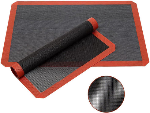 Perforated Silicone Baking Mats, 2 PCS Eclair Silicone Mat for Half Sheet,Tray Pan Liners Perfect Bakeware for Making Cookies, Macarons, Bread and Pastry,11.8"x 15.7" (Corner Cut) by Generic