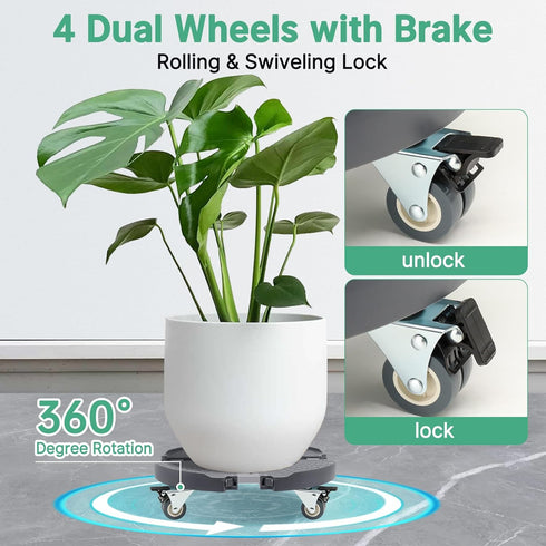 16-20 Inch, W B D WEIBIDA Round Dolly with Wheels Heavy Duty, Adjustable Pot Dolly Large Plant Mover Indoor Outdoor