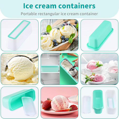 Boxdljh Set 2, 1.5 (Cyan+Orange=2Pack) Ice Cream Containers of Quart Ice Cream Tub, Reusable Homemade Ice Cream Tubs