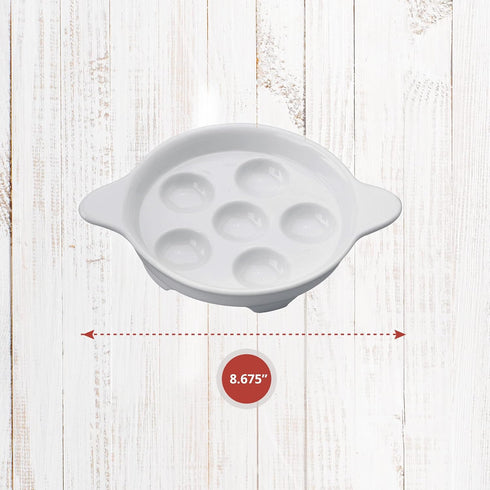 Maine Man Footed Escargot Plate with Handles, Fine White Porcelain, 6.5-Inch