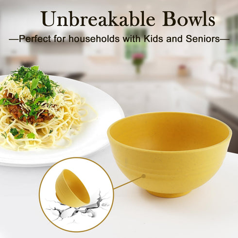 PYRMONT Wheat Straw Bowls Set of 8, 10 OZ Small Reusable Bowls for Kids, Cereal, Dessert, Snack, BPA-Free