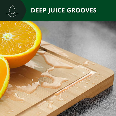 ROYAL CRAFT WOOD Bamboo Cutting Board with Juice Groove, Heavy Duty Kitchen Chopping Board for Meat, Cheese, Vegetables