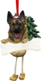 Hand Painted German Shepherd Ornament with Unique "Dangling Legs" - Easily Personalized Christmas Ornament