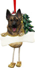 Hand Painted German Shepherd Ornament with Unique "Dangling Legs" - Easily Personalized Christmas Ornament