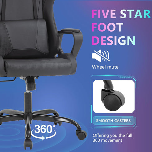 PayLessHere 360 Ergonomic Racing Desk Chair Gaming Chair Computer Chair with Armrests Swivel & Caster Pu Desk Task