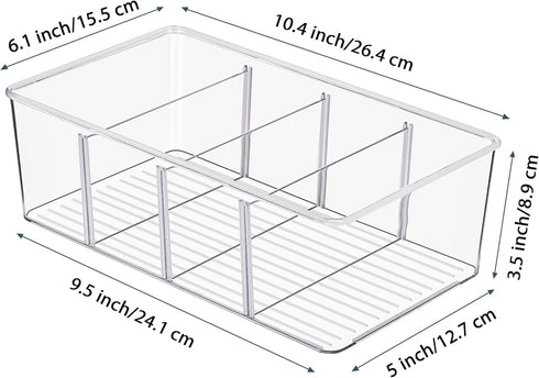 Vtopmart 6 Pack Clear Food Storage Organizer Bins, Plastic Bins for Pantry, Kitchen, Fridge, Cabinet Storage
