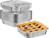 GUSTO 25 Sets 8-Inch Square Foil Pans with Lids, Disposable Containers for Baking, Cooking, Storing