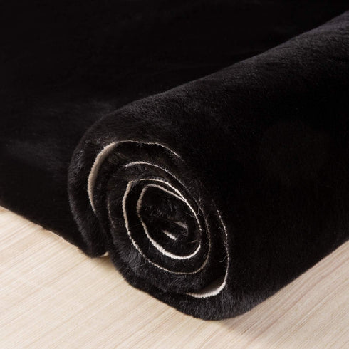 3 5 Ashler Faux Fur Rug, Ultra Soft Faux Rabbit Fur, Black Area Rugs, x Feet Rectangle, Machine Washable Nursery Decor