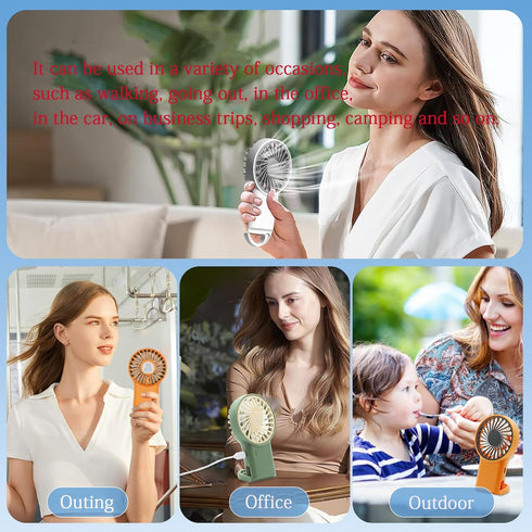 Personal Mini Handheld Fan, USB Rechargeable Portable Hand Fan, 3 Speeds Adjustable, 2 in 1 Desk Fan for Women Girls