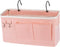 Bedside Storage Caddy for Headboards, Bunk Beds, Dorm Rooms, Light Pink Hanging Storage Bag for Books
