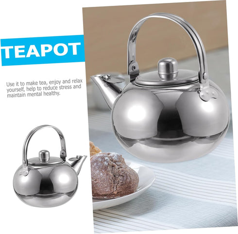 1pc Metal Tea Kettle with Infuser, Stainless Steel Pot Filter Screen for Coffee