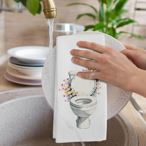GWFSJYU Set 2, 16x24 Wildflower Toilet Paper Roll Hand Towels for Bathroom of Funny Floral Botanical Dish Tea Kitchen