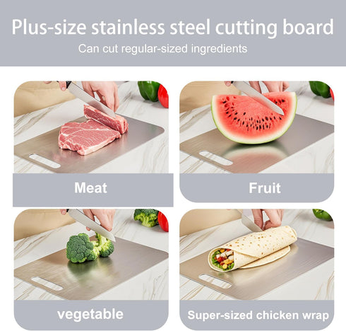 Liodss 304 Clean(L-14.57 9.45in) Stainless Steel Cutting board, Double Sided Metal Cutting Boards for Kitchen Meat