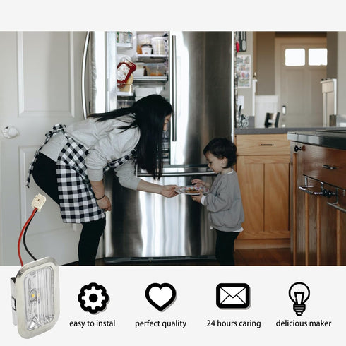 2pk W10843339 W10908166 W11462342 W10607479 Refrigerator LED Light for KitchenAid Whirlpool, Chrome Frame