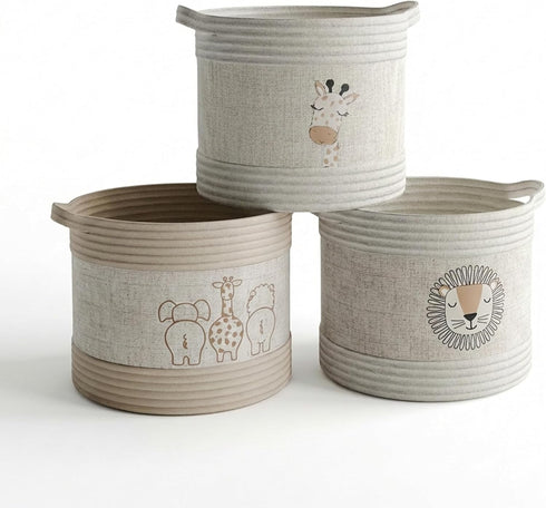 RGI Home Decorative Storage Baskets with Safari Animal Prints Set of 3
